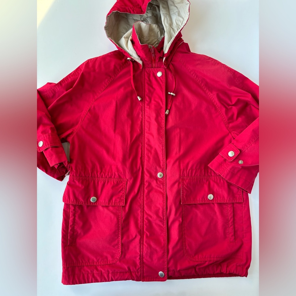 BN12 London Fog Red Utility Jacket Women's XS Full Zip Raincoat Outdoor Gorpcore